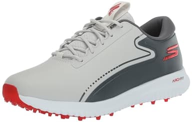 Skechers Men's Max 2 Arch Fit Waterproof Spikeless Golf Shoe, Grey/Red, 9.5 UK Wide