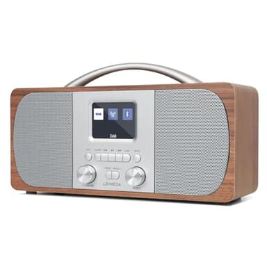 DAB Radio Mains Powered | Digital Radios Mains and Battery | DAB+ Radio Alarm Clock | FM Radio,Bluetooth,Dual Alarm | Powerful Stereo | Acoustic Wood Cabinet | 40 Presets,Headphone Jack | LEMEGA