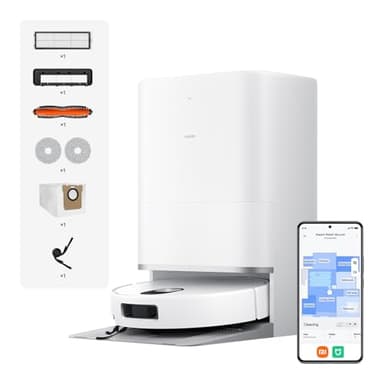 XIAOMI 5 Pro Robot Vacuum & Mop, 20000Pa Powerful Suction, AI Obstacle Avoidance, Low-Profile Design for Under Furniture, Carpet Detection & 80°C Hot Water Mop Washing.