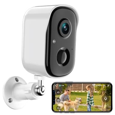 RADCLO 2K Wireless Outdoor Security Camera, Battery Powered WiFi CCTV with AI Detection, Color Night Vision, 2-Way Audio, Siren & Spotlight, Waterproof Indoor/Outdoor Home Surveillance