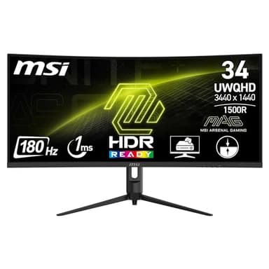 MSI MAG 342CQR E2 34 Inch UWQHD Curved Gaming Monitor - 1500R 3440 x 1440 VA Panel, 180 Hz / 1ms (MPRT), Adaptive Sync - DP 1.4a, HDMI 2.0b CEC
