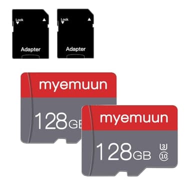Two Memory Cards TF Card 128GB with Adapter, C10 UHS-1 A1, for Laptop/Tablet/Camera/Smartphone/Printer (2 x 128GB)
