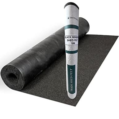 Standard Grade Shed Roof Felt Black Mineral 16.4 x 3.2ft (5m x 1m) - Durable, Long-Lasting Heavy-Duty Roofing Felt, Weatherproof Roof Covering for Summerhouses, Sheds, Kennels