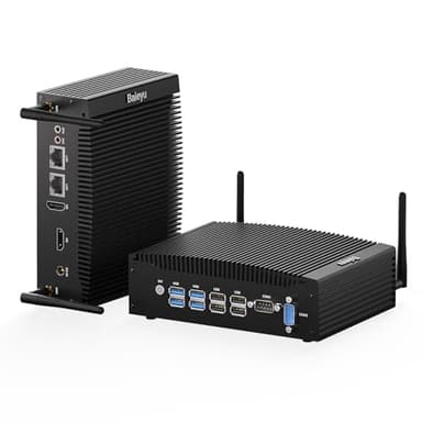 Baieyu Fanless Mini PC Core i5-8260U, Industrial Fanless PC Windows 11 Pro 16GB RAM DDR4 512GB SSD, 2×HD, 2×RS232 COM, 2×RJ45 LAN, 4×USB 3.0, 4×USB 2.0, Auto Power On