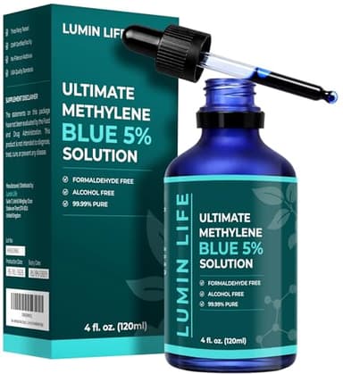 5% Methylene Blue Solution 120ml | USP Pharmaceutical Grade |120ml Glass Dropper | Formaldehyde Free | 2 Ingredients Only