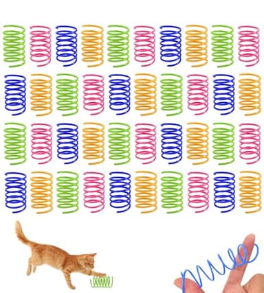 TANGZHIFEIYUE Cat Springs, 40 Pcs Colorful Cat Spiral Spring Toys Sturdy Interactive Kitten Toy for Swatting Biting and Hunting to Keep Cats Fit and Entertained Creative Novelty Gifts for Cats