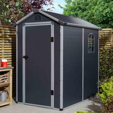 Rowlinson Airevale Plastic Apex Shed 4ft x 6ft - Color: Dark Grey