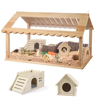 SENNOR 24-inch Syrian Hamster Cage with 2 Small Hamster Houses - Durable, Easy Clean Guinea Pig Cages, Clear View Design for Active Small Pets