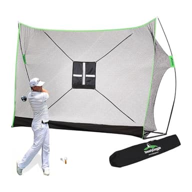 SteadyDoggie 3pc Golf Net Bundle | Professional Golf Practice Net & Chipping Target | Black & White, Polyester & Steel