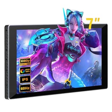 7 inch Portable Monitor Touchscreen, Mini Monitor IPS 1080P 1920 * 1080 60Hz, LCD Display Second Screen Small USB C HDMI Monitor, Ultra Thin Lightweight for Gaming Switch PS5 Xbox Laptop PC