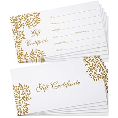 Outus 50 Pcs Blank Gift Certificates for Business Black Foil Vouchers Coupon Certificates Cards for Spa Salon Restaurants Custom Client Birthday Valentine's Day Gift Card, 3.5 x 7 Inch