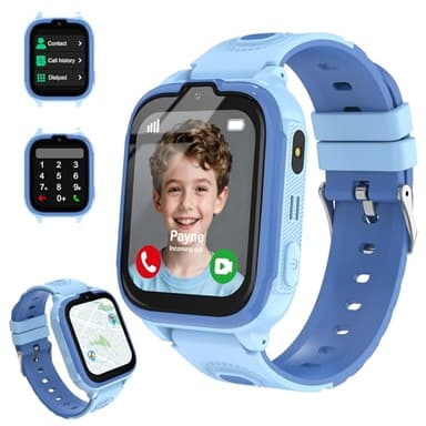 POFIBO 4G Kids Smartwatch with GPS Tracker – Video Call, Voice Chat, SOS, Games, Alarm Clock, School Mode, Flashlight, Smart Watch for Boys & Girls 4–16 Years(Blue)