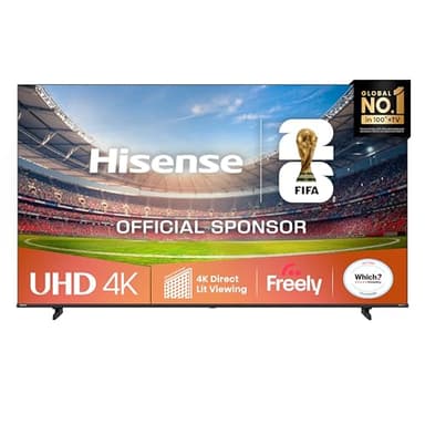 Hisense 85" 85A6QTUK 4K Ultra HD Smart TV AI TV - 4K UHD, Hi-View AI Engine, Precision Colour, AI Smooth Motion, Sports Mode with Freely, Disney +, YouTube, Netflix