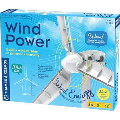Thames & Kosmos Wind Power V5 STEM Kit | Build a Realistic Wind Turbine to Generate Electricity | Ages 8+ | Renewable Energy Science for Kids & Adults | Hands-On Learning for Home or Classroom