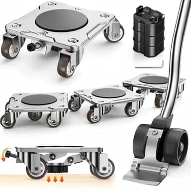 WOUOW Furniture Movers with Wheels and Parking Function, Heavy Duty Furniture Dolly with Lifter for Heavy Items, 360° Rotatable Rubber Wheels, Max Load 500 KG, Stable Long-Term Placement