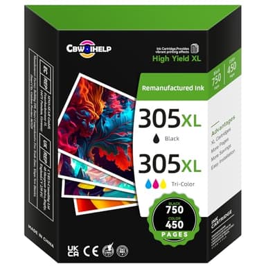 305XL Ink Cartridges Black and Colour Replacement for HP 305 Ink Cartridge, Printer Ink 305 Compatible with HP Envy 6000 6020e 6032e, DeskJet 2700 2700e 2710e 2722e 2800e 2810e 2820e (2 Pack)