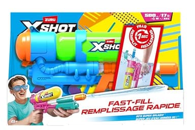 XSHOT Water Fast-Fill 80s Super Splash Water Blaster (Green) by ZURU – Vintage-Style with Fast-Fill Tech, 33ft Range & 500ml Tank, Outdoor Summer Water Toy for Kids Ages 6+, Backyard & Pool Fun