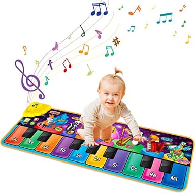 Kids Animals Musical Piano Mats with 10 Piano Keyboard,25 Music Sounds,7 instrument sounds,Dance Mat,Musical mat,Musical toys,Early Education Interactive Toys for 1 2 3 4 5 6 Years Old Girls Boys
