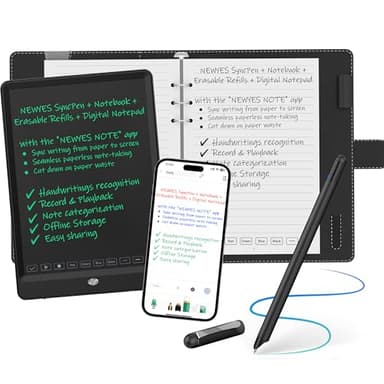 NEWYES SyncPen 3.0 Digital Note-taking Set | Paper-to-Screen Solution, Smart-Pen + A5 Notebook + Reusable LCD Notepad, Auto Real-time Sync, Playback, Ideal for School Office Meeting Art