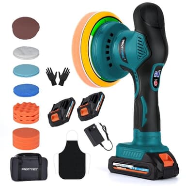 Cordless Car Buffer Polisher - 6IN Car Buffers and Polishers Kit, 6 Variable Speed Car Polishing Kit, 2*21V 2.0Ah Batteries Cordless Polisher for Car Detailing/Polishing/Waxing/Scratch Removing,Blue