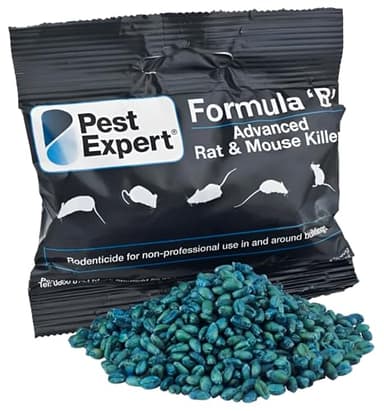 Pest Expert Formula 'B+' Advanced Rat Poison Grain Bait 1kg (10 x 100g) - Fast Acting Rodent Killer, Single Feed Max Strength Rat Poisoning, Brodifacoum