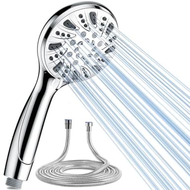 Magichome Shower Head and Hose 1.5m, High Pressure Powerful Chrome Shower Head with 5 Modes, Universal Handheld Showerhead for Low Water Pressure