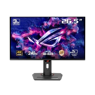 ASUS ROG Strix XG27UCDMG, 26.5" Gaming Monitor, 4K Ultra HD QD-OLED (3840 x 2160), 0.03ms (GTG), 240Hz, HDMI, USB-C and DisplayPort, Compatible with G-SYNC, Display Widget Center, Black