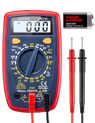 AstroAI Digital Multimeter Voltmeter Ohmmeter Ammeter Multi Tester Meter with Backlit LCD Electronic Test Meter Measures Voltage, Current, Resistance; Tests Continuity, Diode（Blue）