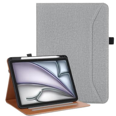 Vakarey Case for iPad Air 11 Inch M4 2026/M3 2025/M2 2024,iPad Air 5th/4th Generation 10.9 Case with Pencil Holder,Hand Strap & Shockproof Stand Cover,Gray