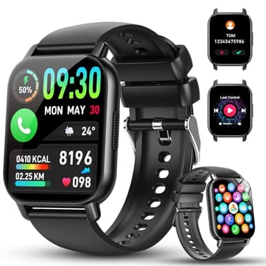 Smart Watches for Men Women Answer Dial Call, 1.91" Touchscreen Smart Watch Bluetooth 5.4, Heart Rate Monitor Sleep Pedometer, 112+ Sports Modes IP68 Waterproof Fitness Watch for Android iOS. Black