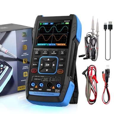 Oscilloscope Handheld Multimeter w/ 2MHz Signal Generator 3 in 1, Kethvoz Dual Channel 10MHz, 50 MSa/s, 9999 Count TRMS Digital DMM Picoscope Waveform Save for Automotive Electronics Diagnostic