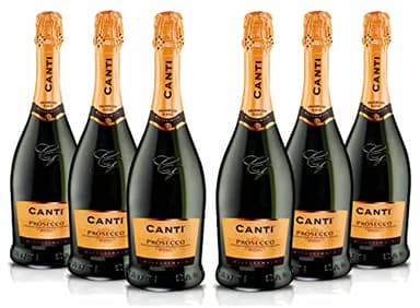 Canti - Prosecco D.O.C. Millesimato, Extra Dry Wine, Italian Glera Grape Variety from Veneto, Fruity and Floral Taste, 6x750 ml