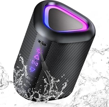 aowoka Bluetooth Speaker, 2026 Portable Wireless Speakers With Led Light, Bluetooth 5.4, 24H Playtime, Enhanced Bass, IPX7 Waterproof, Outdoor Speaker for Travel, Sport, Party, Biking.