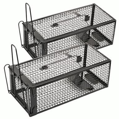 Anyhall 2-Pack Humane Live Mouse Rat Traps for Indoors and Outdoors (Black)