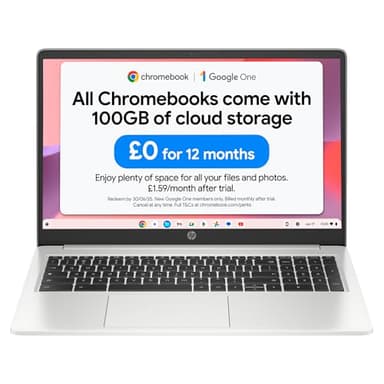 HP Chromebook 15.6" | Intel Celeron N4500 Processor | 4 GB RAM | 128 GB eMMC | Intel UHD Graphics | HD Display | Up to 11 hours battery | Chrome OS | Dual Speakers | Mineral Silver | 15a-na0005sa