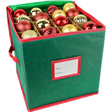 Mu Mianhua Christmas Bauble Storage Box With Dividers 64 Compartment Xmas Ornaments Storage Container Oxford Cloth Christmas Decorations Storage Box, Green