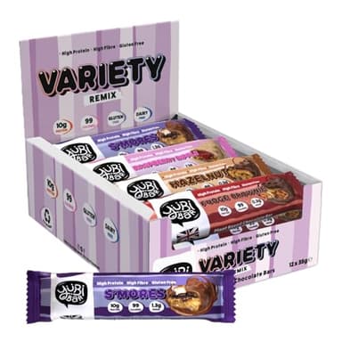 YuBi Variety Mix 12 Pack - Protein Bars - 99 Calories, High Protein, High Fibre, Low Sugar, Gluten Free and Dairy Free - Healthy Snacks/Nutrition Bar - Chocolate Bars - 420g