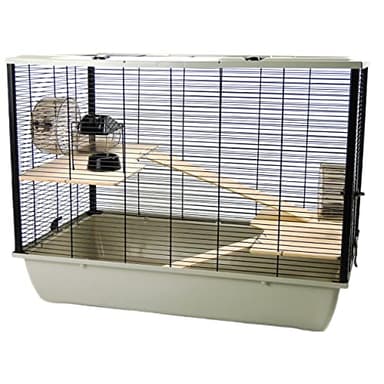Little Friends Langham Tall Rat and Hamster Cage with Two Floors, 77 x 47 x 58 cm, Silver/ Black