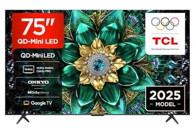 TCL 75Q6C-UK QD-Mini LED TV, 4K HDR Premium 1000nits, Smart TV Powered by Google TV (Dolby Vision IQ & Atmos, Onkyo 2.1 Sound System, 144Hz Motion Clarity Pro, 2025 Model)