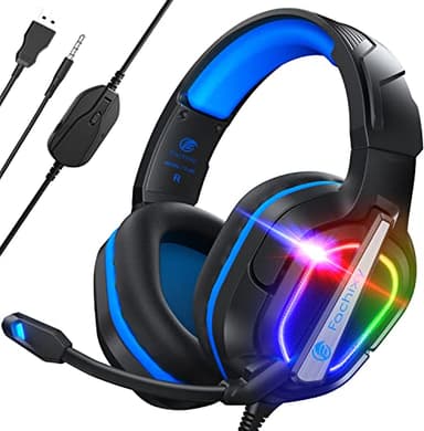 Fachixy FC200 Gaming Headset for PS4, PS5, Xbox, Switch, PC, Computer Headset with Microphone, 3.5mm Gaming Headphones with RGB Light