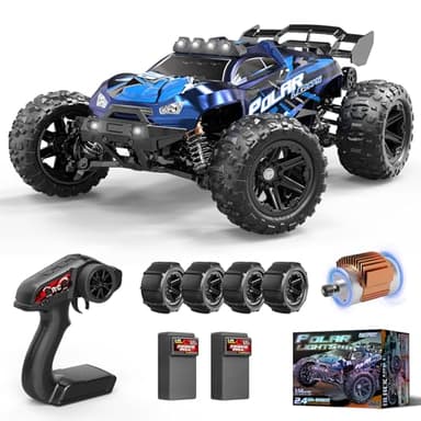 Womaqu Rc Cars 1:14 All Terrain RC Car for Adults & Boys, 4WD Off-Road RC Truck High Speed Fast 40+ KPH, 4X4 Waterproof Remote Control Car with 2 Rechargeable 1300 mAh Batteries 2 sets of tires