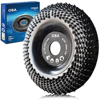 OBA Angle Grinder Wood Carving disc 115mm Wood Grinding Wheel, Grinder Shaping disc for Angle Grinders with 22.23mm Arbor