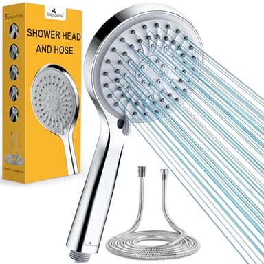 Magichome High Pressure Shower Head and Hose, 5 Spray Modes Shower Head with 1.5m Hose, Large Powerful Flow Handheld Showerhead for Low Water Pressure