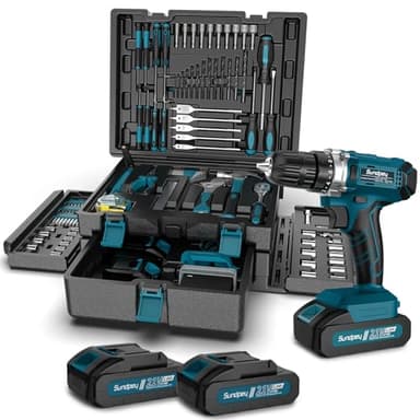Sundpey Tool Kit with 21V Drill - Cordless Power Tool Set - 255-PCs General Basic Complete Home and Auto Repair Tools Set - Protable Household Tool Kit for Men Women(Wrench & Socket & Screwdriver Kit)