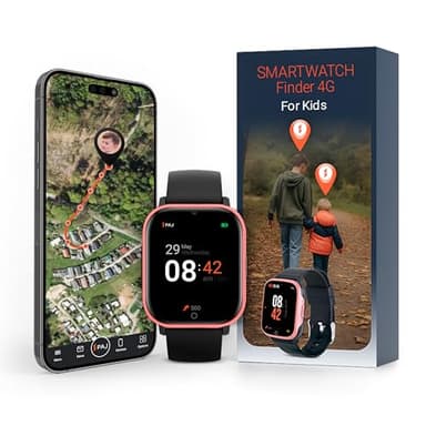 PAJ SMARTWATCH Finder 4G for Children - GPS Tracker, SOS Alarm, Camera, Voice Messages, UK & Europe wide Real-time Tracking, Waterproof, Security, Watch for Children - Pink