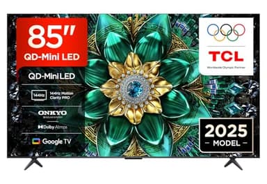 TCL 85Q6C-UK QD-Mini LED TV, 4K HDR Premium 1000nits, Smart TV Powered by Google TV (Dolby Vision IQ & Atmos, Matte HVA Panel, Onkyo 2.1 Sound System, 144Hz Motion Clarity Pro, 2025 Model)