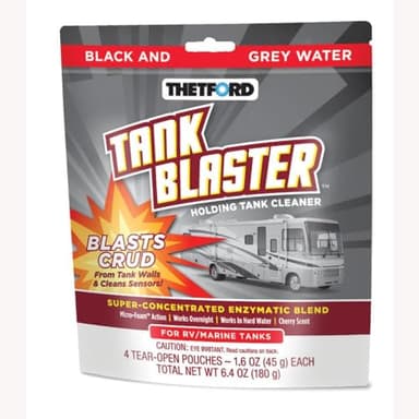 Thetford Tank Blaster - Level Sensor Cleaner - Black & Grey Waste Water Holding Tanks & Portable Tanks Cleaner - 4 x 1.6 oz Packets Thetford - 96527,White