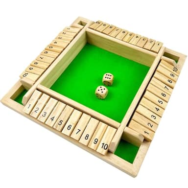 EACHHAHA Shut The Box 4 Player Wooden Table Game - Dice and Travel STEM Learning Traditional Family Game for Kids
