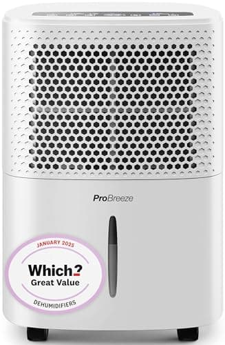 Pro Breeze® 12L/Day Dehumidifier with Automatic Humidity Sensor & Display, 24-hour Timer, Laundry Drying, Continuous Drainage - WINNER OF THE WHICH? BEST BUY AWARD