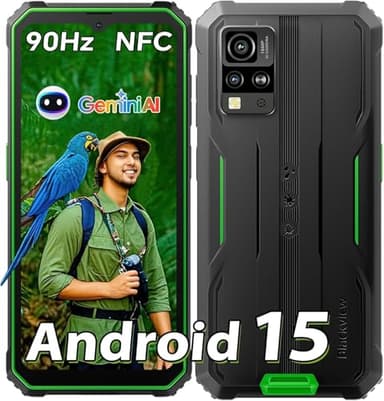 Blackview BV4800 SE Rugged Phone, 2025 Android 15 Phone, 12GB RAM+64GB ROM/2TB Rugged Smartphone, 6.56'' 90Hz Display, 16MP AI Camera, IP68/69K Waterproof, 5100mAh, NFC, Face ID